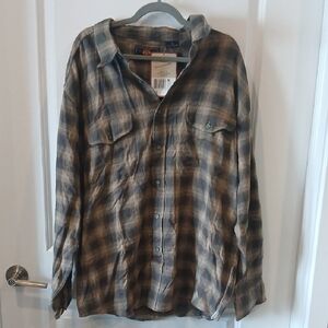 Mens Route 66 Size 2XL Longsleeve Button Up Shirt Green/tan Gray (new)